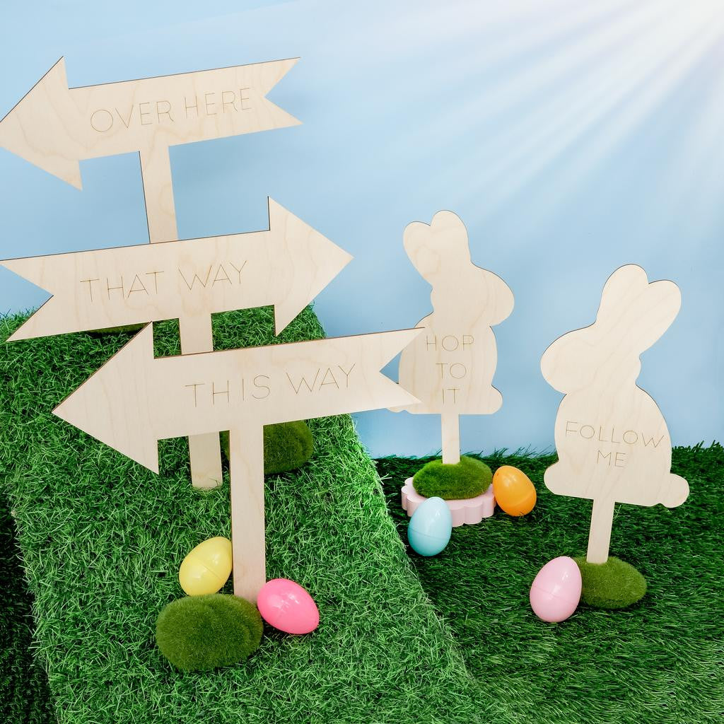 5-Piece Easter Hunt Sign Kit with Bunny & Arrow Stakes, 6"