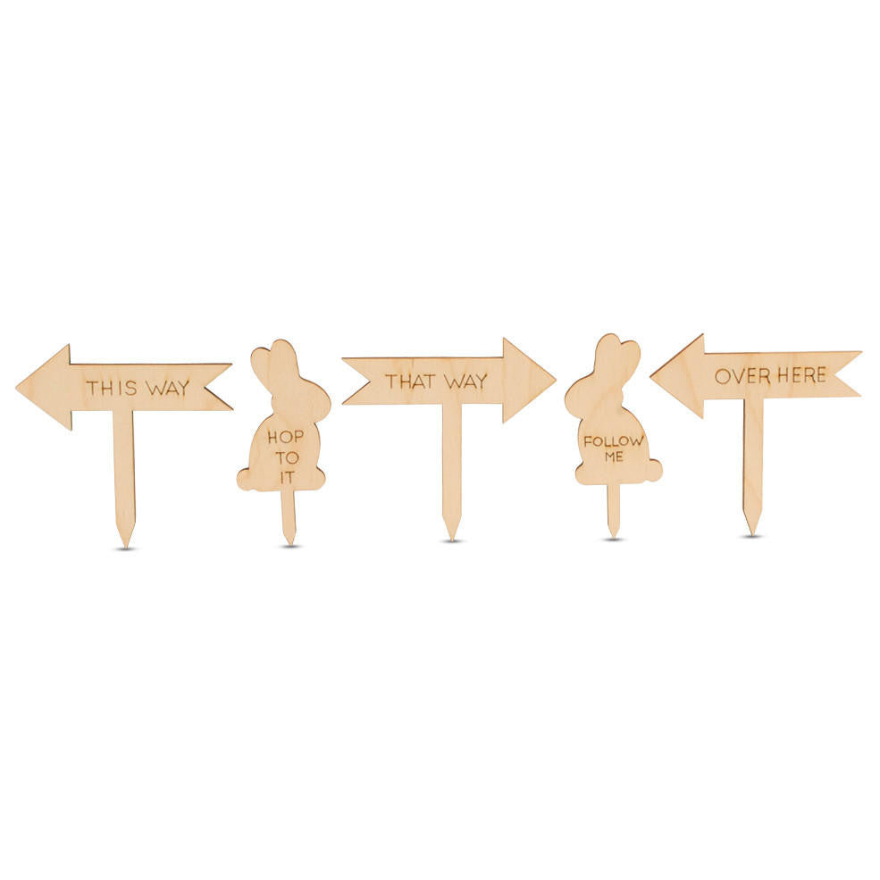 5-Piece Easter Hunt Sign Kit with Bunny & Arrow Stakes