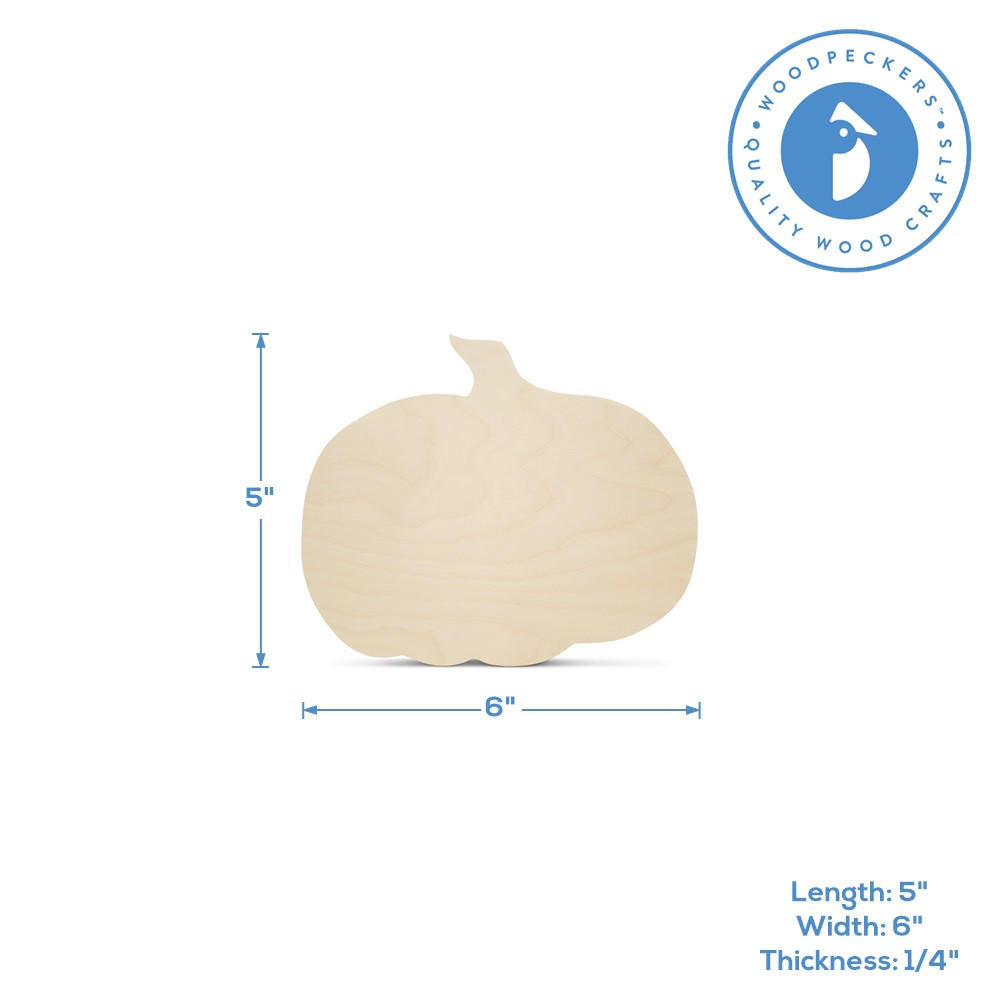 5" Wooden Pumpkin Cutout, 1/4” Thick