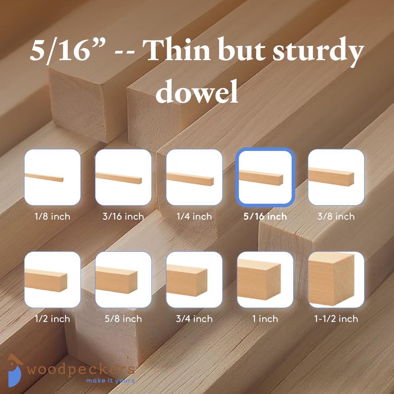 Woodpeckers Crafts 5/16" x 48" Square Dowel