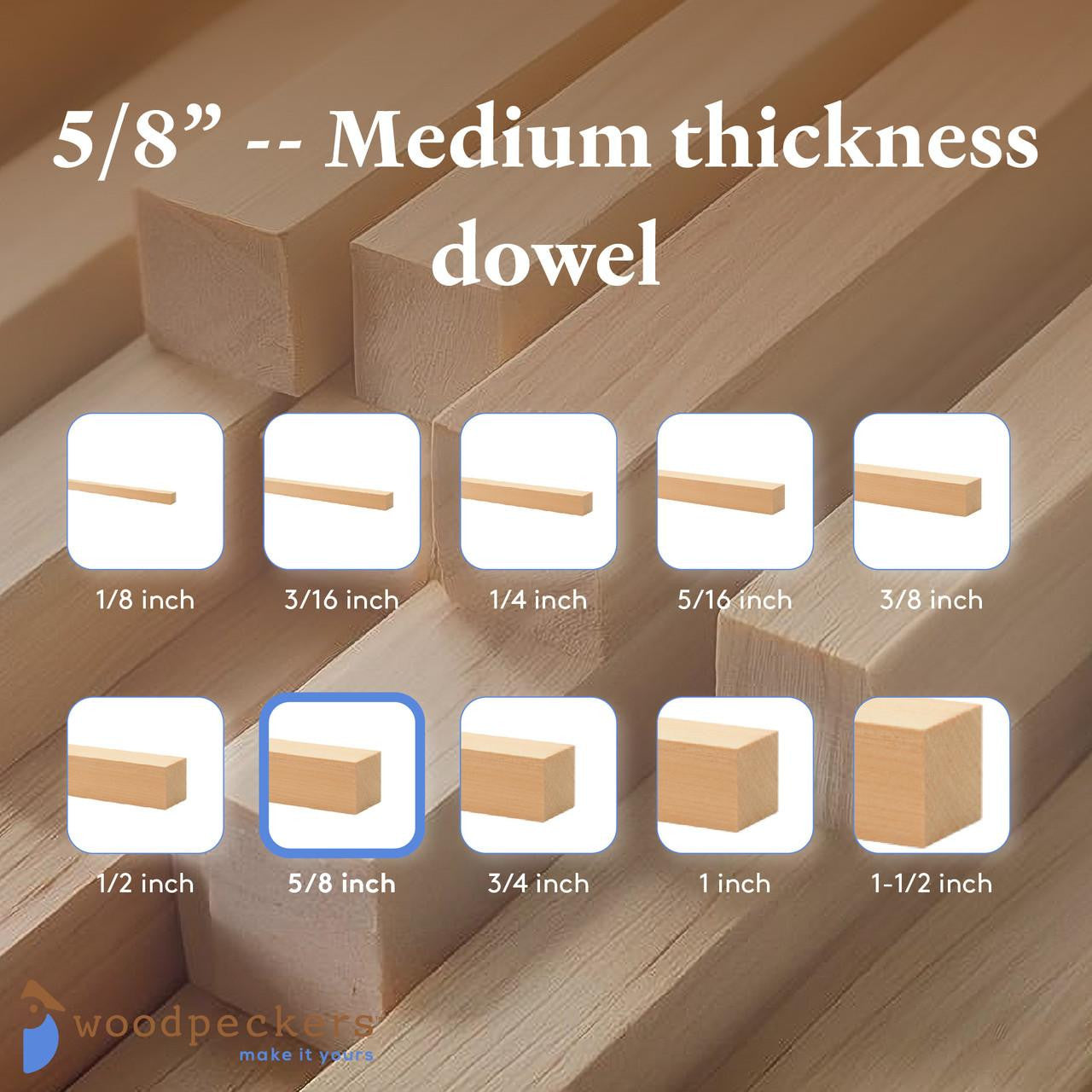 Woodpeckers Crafts 5/8" x 48" Square Dowel