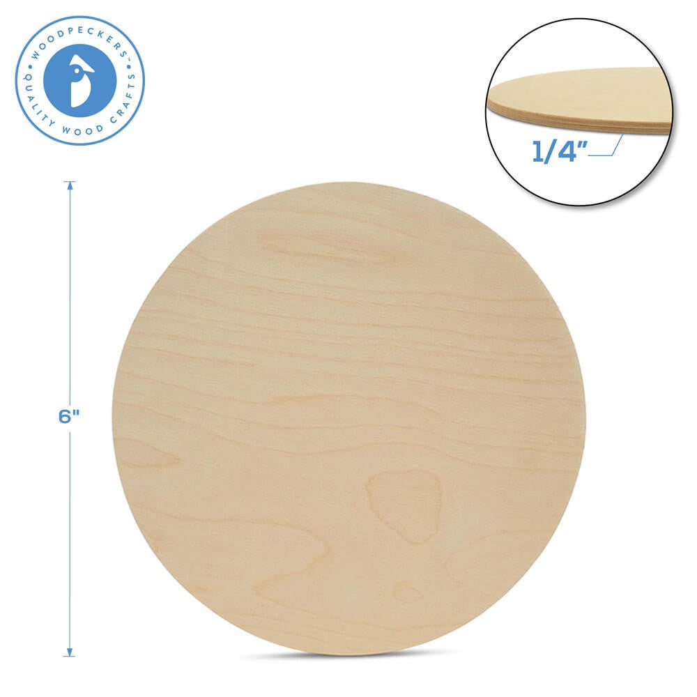 6" Circle Wooden Cutout, 1/4" Thick