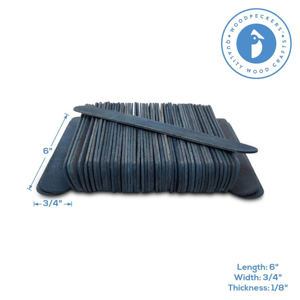 Woodpeckers Crafts 6” Dark Blue Jumbo Popsicle Sticks, Pack of 100