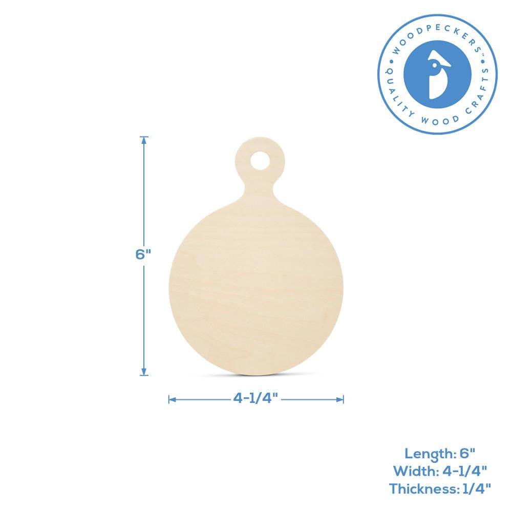 Woodpeckers Crafts 6” Mini Pizza Board Shape With Handle
