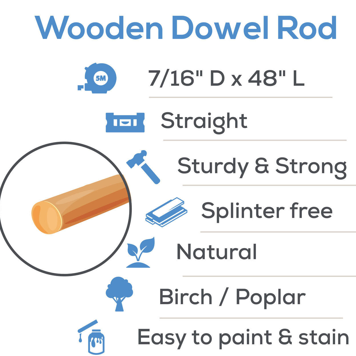 Woodpeckers Crafts 7/16" x 48" Wooden Dowel