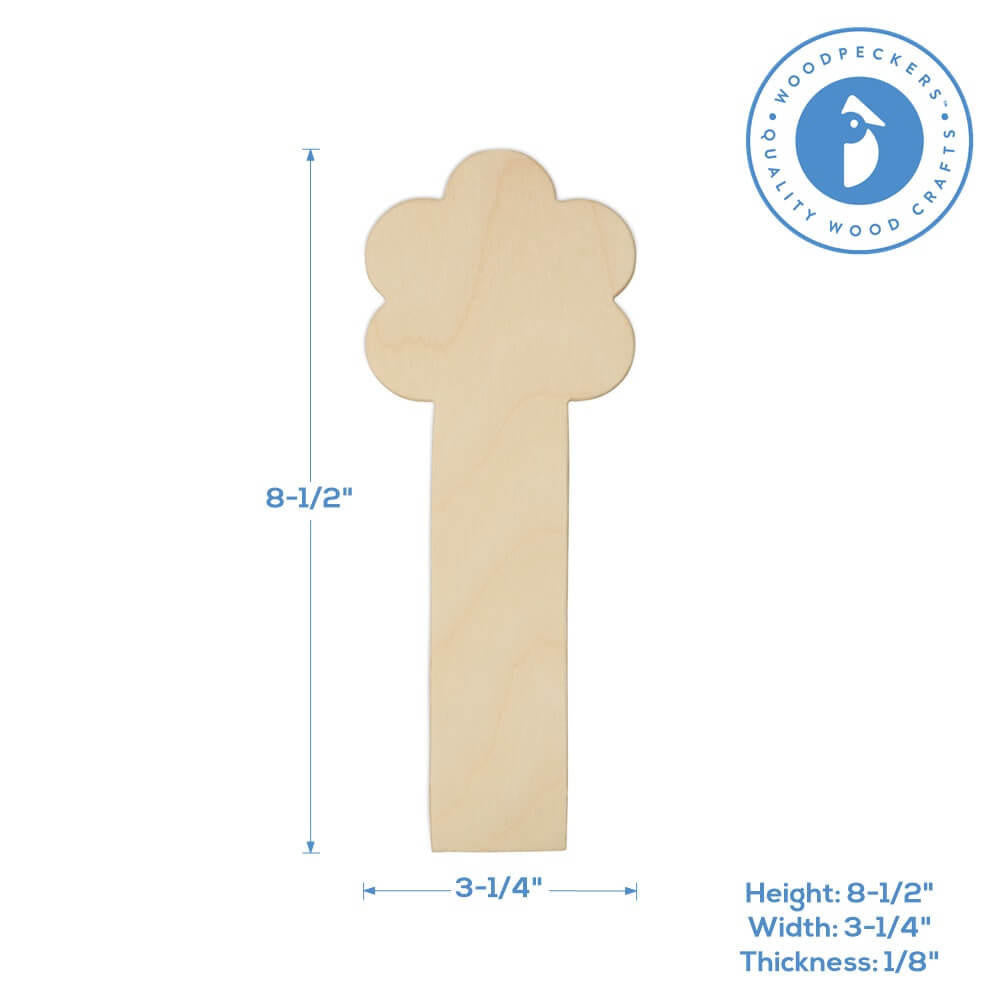 Woodpeckers Crafts 8-1/2" Flower Bookmark Wood Cutout