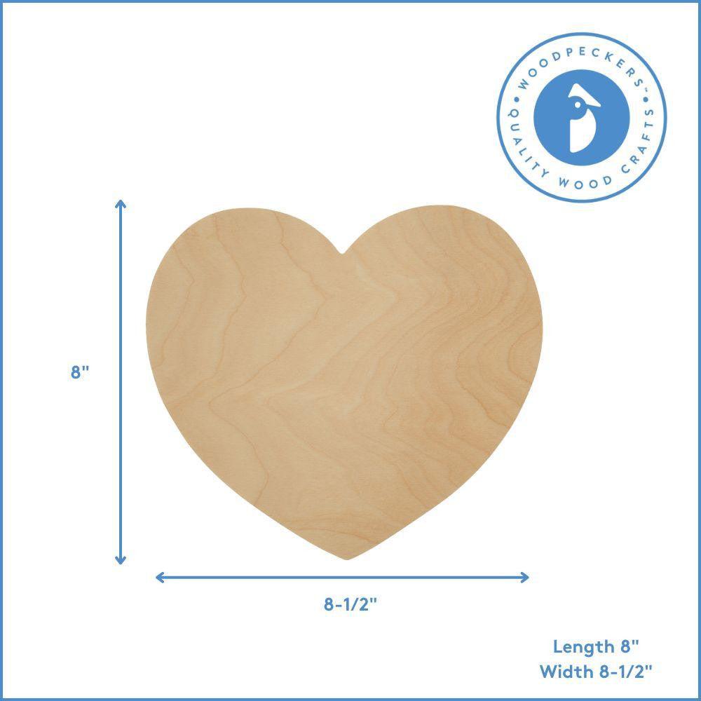 Woodpeckers Crafts 8-1/2" Heart Wooden Cutout, 8-1/2" X 8" X 1/8"