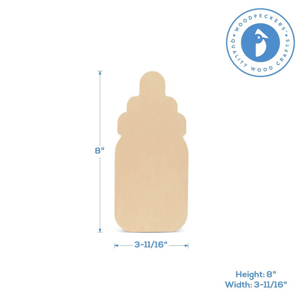 Woodpeckers Crafts 8" Wood Baby Bottle Cutout, 8" x 3.5" x 1/4"