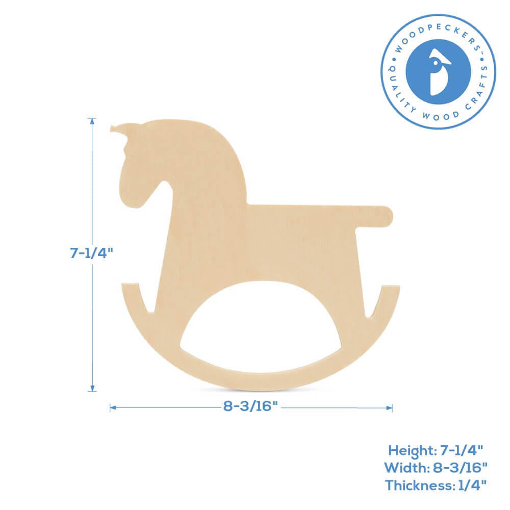 Woodpeckers Crafts 8" Wood Rocking Horse Cutout, 8" x 7" x 1/4"