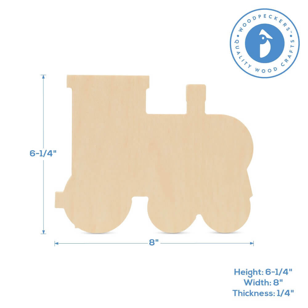 Woodpeckers Crafts 8" Wood Train Cutout, 8" x 6.5" x 1/4"