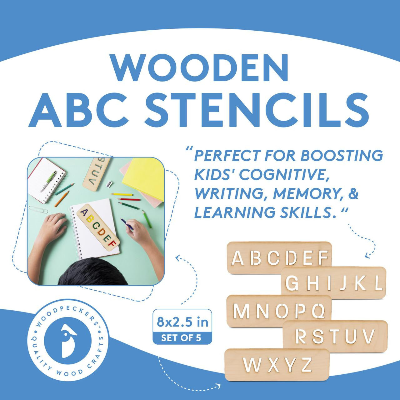 Woodpeckers Crafts Alphabet Stencil