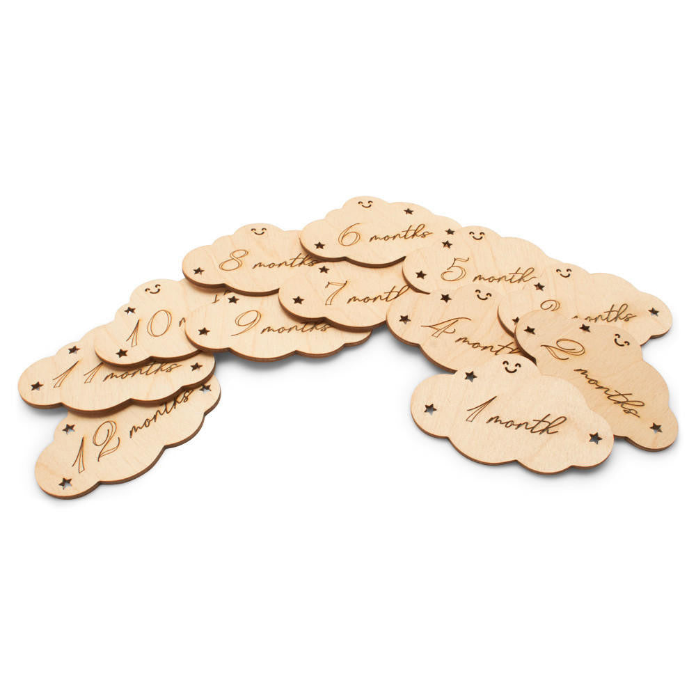 Woodpeckers Crafts Baby Milestone Clouds, Set of 12