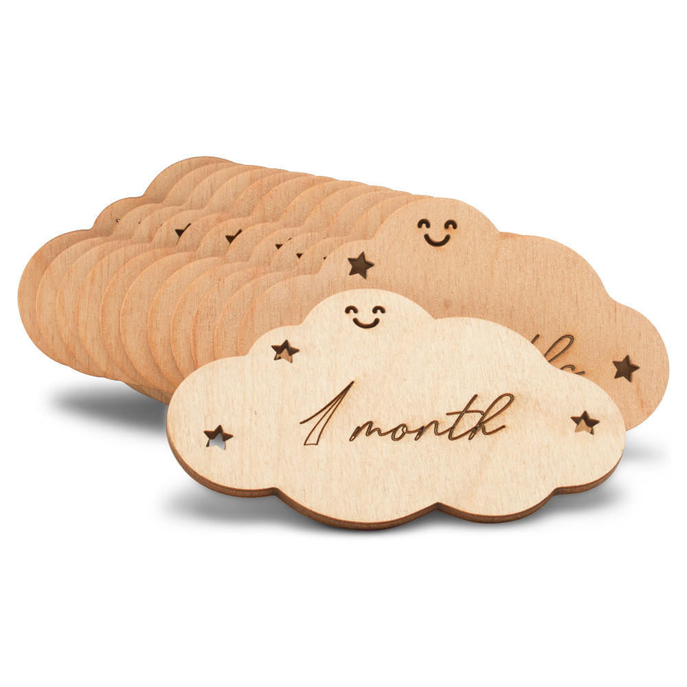 Woodpeckers Crafts Baby Milestone Clouds, Set of 12