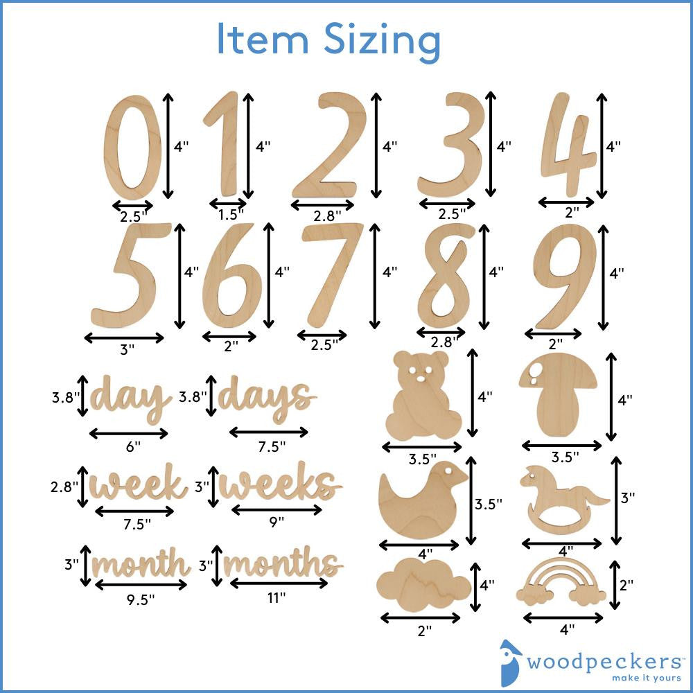 Baby Milestone Numbers, Set of 22