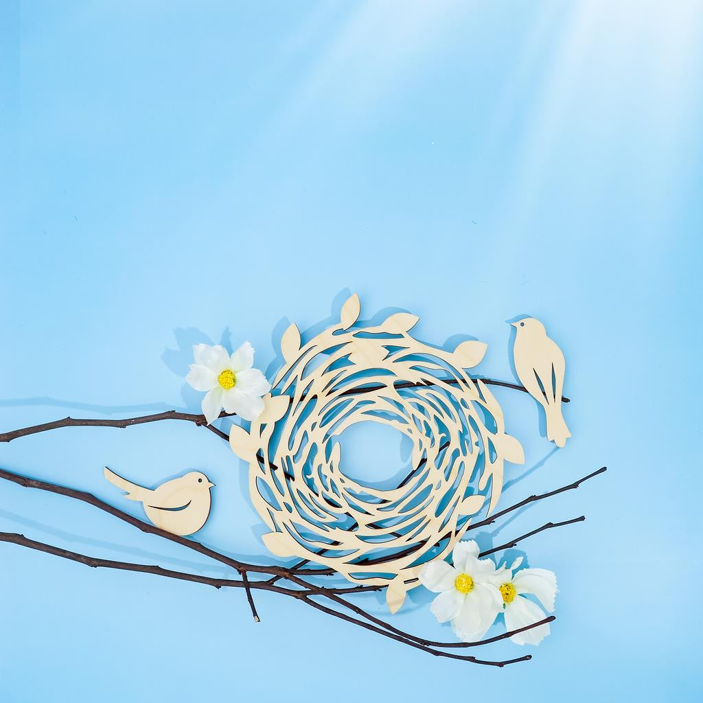 Woodpeckers Crafts Bird Nest Cutout Kit with 2 Bird Cutouts