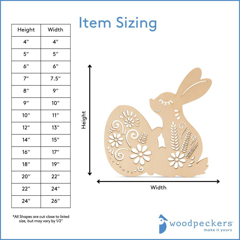 Woodpeckers Crafts Bunny Holding an Egg Cutout (with Laser Cut Flower Detail)