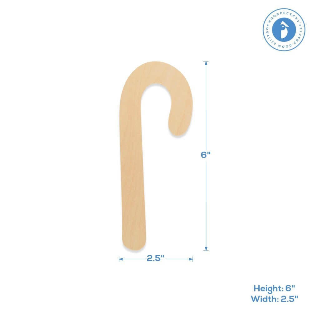Candy Cane Cutout Small 6"L x 2.5"W