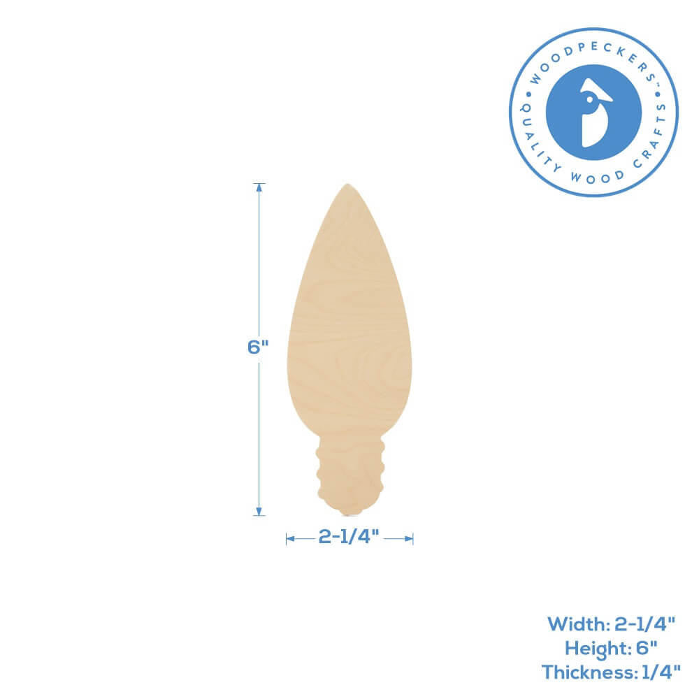 Christmas Light Bulb Cutout Small 6" X 2-3/4"