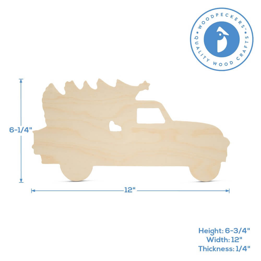 Woodpeckers Crafts Christmas Pickup Truck Cutout 12" X 6-1/4"