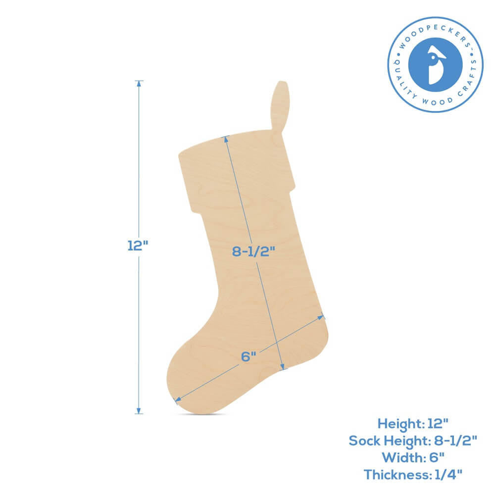 Christmas Stocking Cutout, Large 12" x 6"