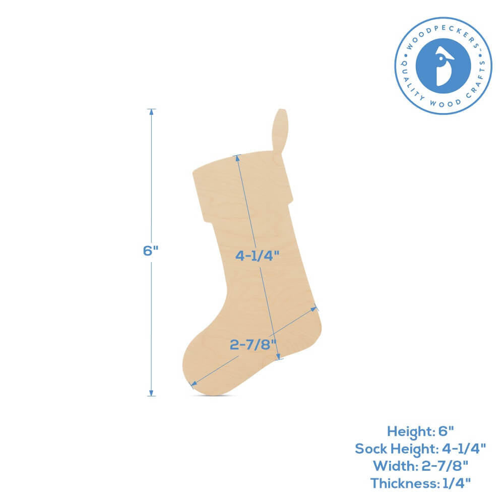 Christmas Stocking Cutout, Small 6" x 2-7/8"