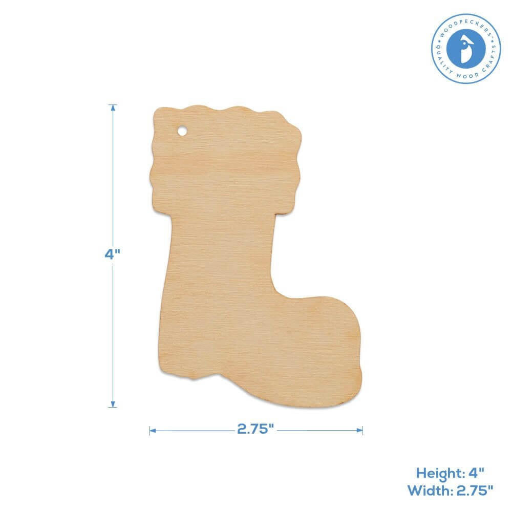 Woodpeckers Crafts Christmas Stocking Cutout with Hole, 4"