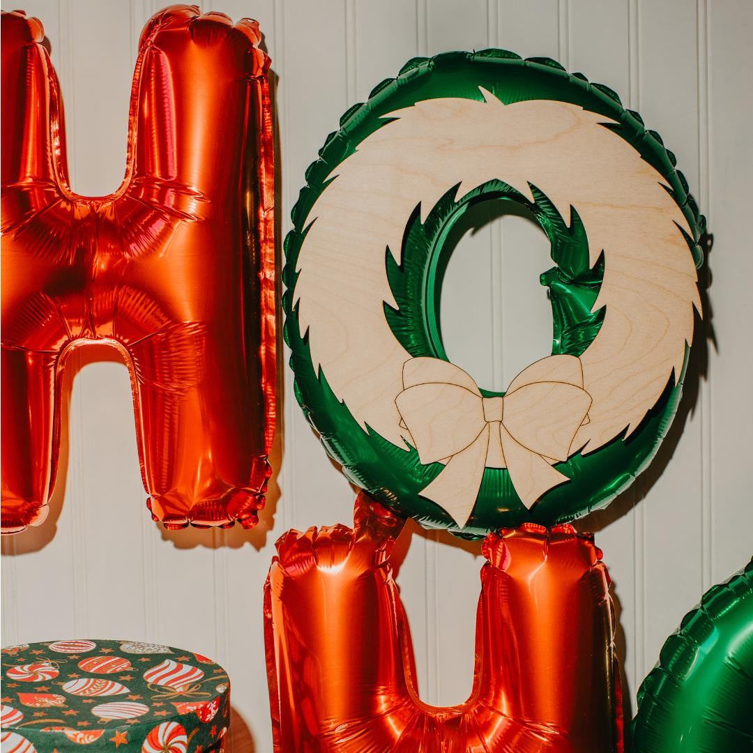 22" Christmas Wreath Cutout with Bow