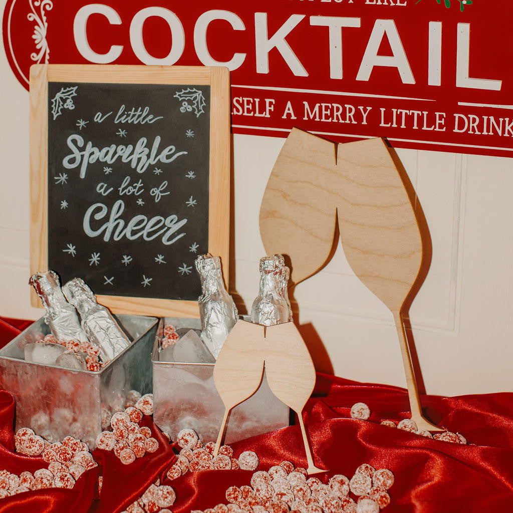 Woodpeckers Crafts Clinking Champagne Glasses Cutout