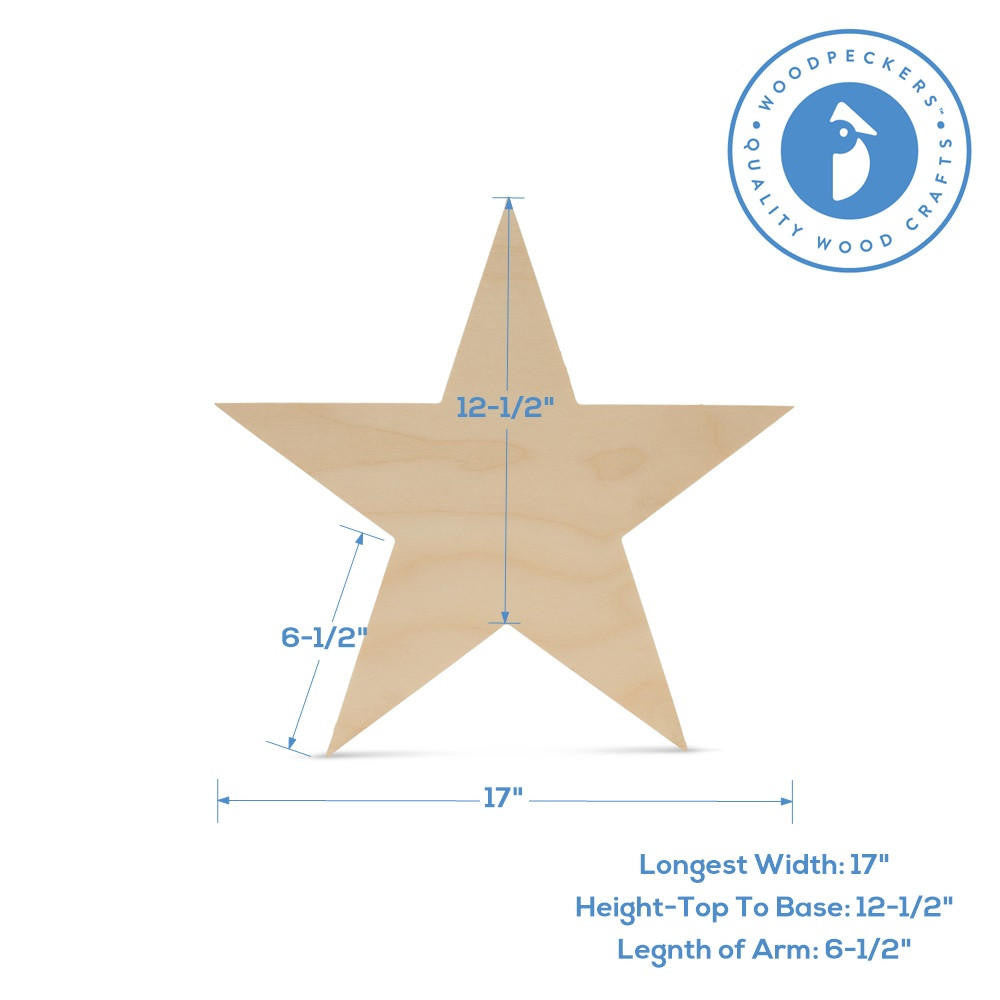 Woodpeckers Crafts Cutout Wooden Star, 17"