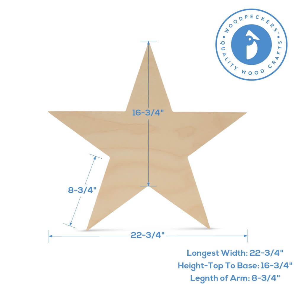 Woodpeckers Crafts Cutout Wooden Star, 23"
