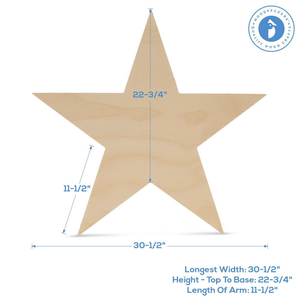 Woodpeckers Crafts Cutout Wooden Star, 30"
