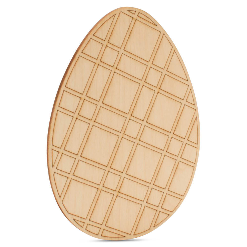 7" Easter Egg with Plaid Etched Pattern