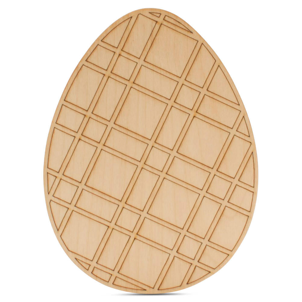 6" Easter Egg with Plaid Etched Pattern