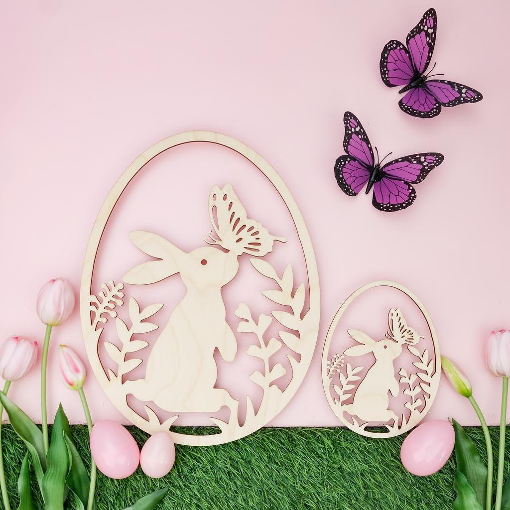 Egg Cutout with Bunny & Butterfly Laser Cut Detail