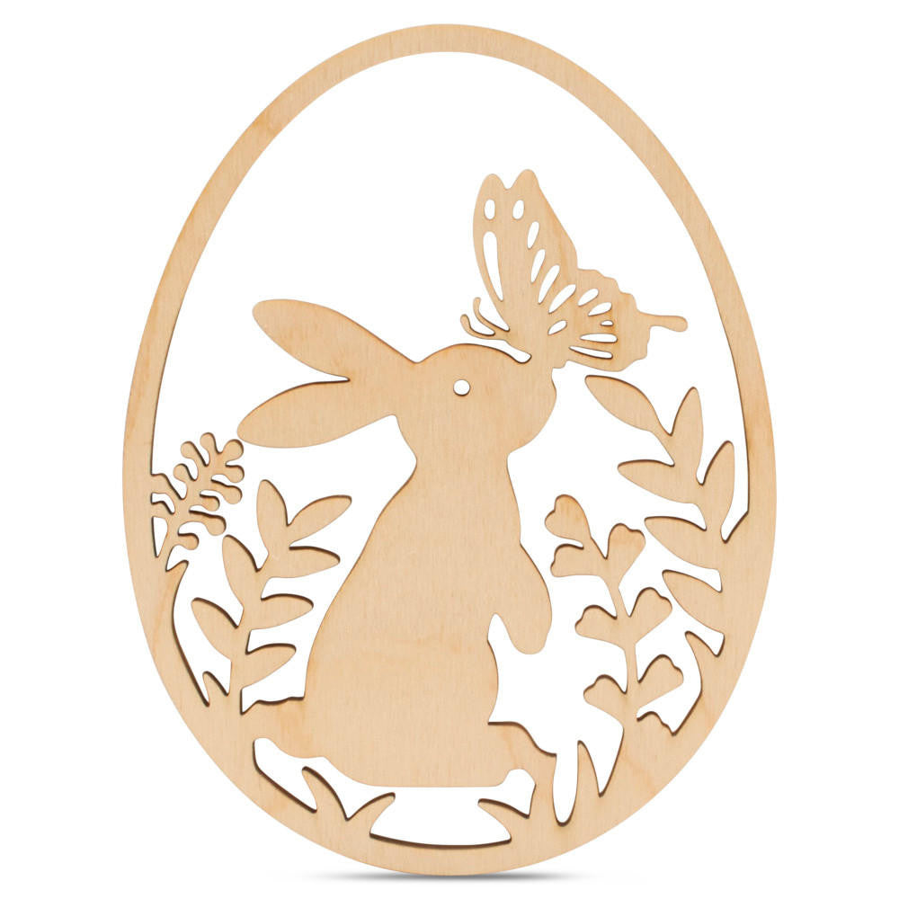 Egg Cutout with Bunny & Butterfly Laser Cut Detail
