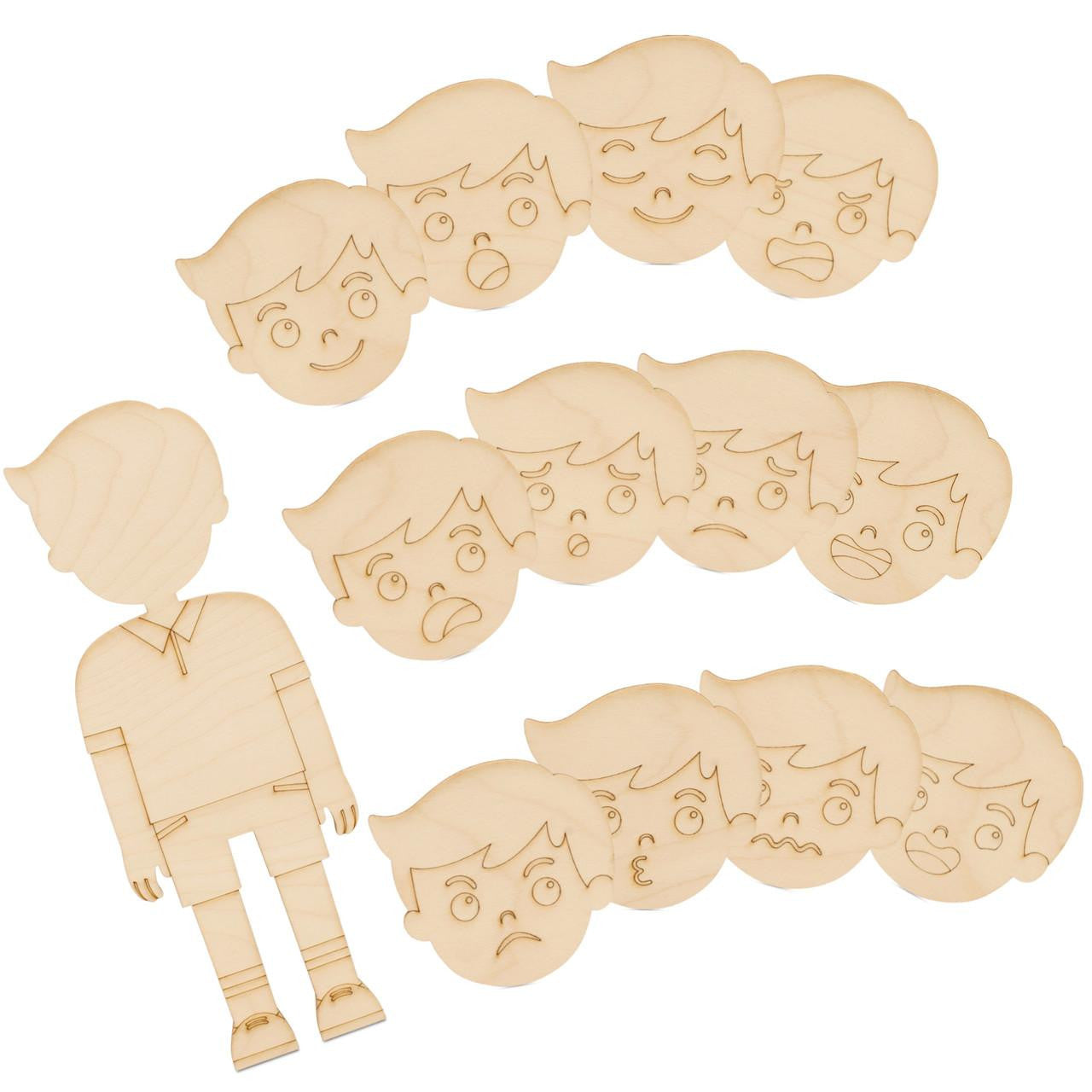 Woodpeckers Crafts Feeling Faces Boy, Set of 13