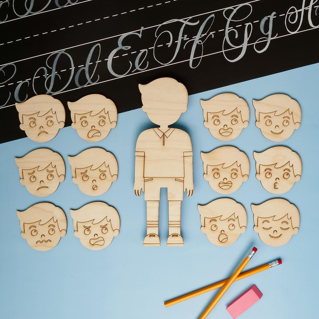 Woodpeckers Crafts Feeling Faces Boy, Set of 13