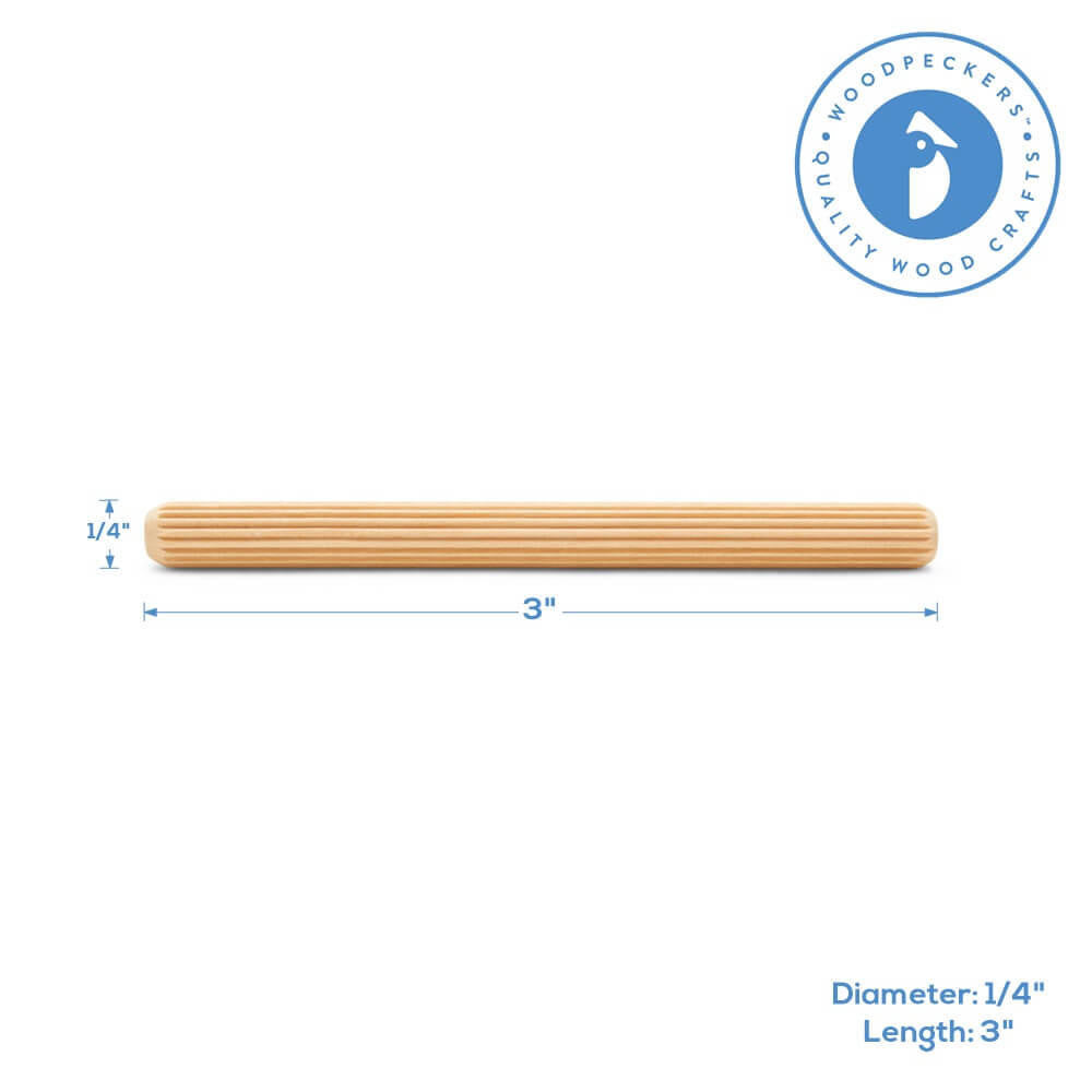 Fluted Dowel Pin, 3" x 1/4"