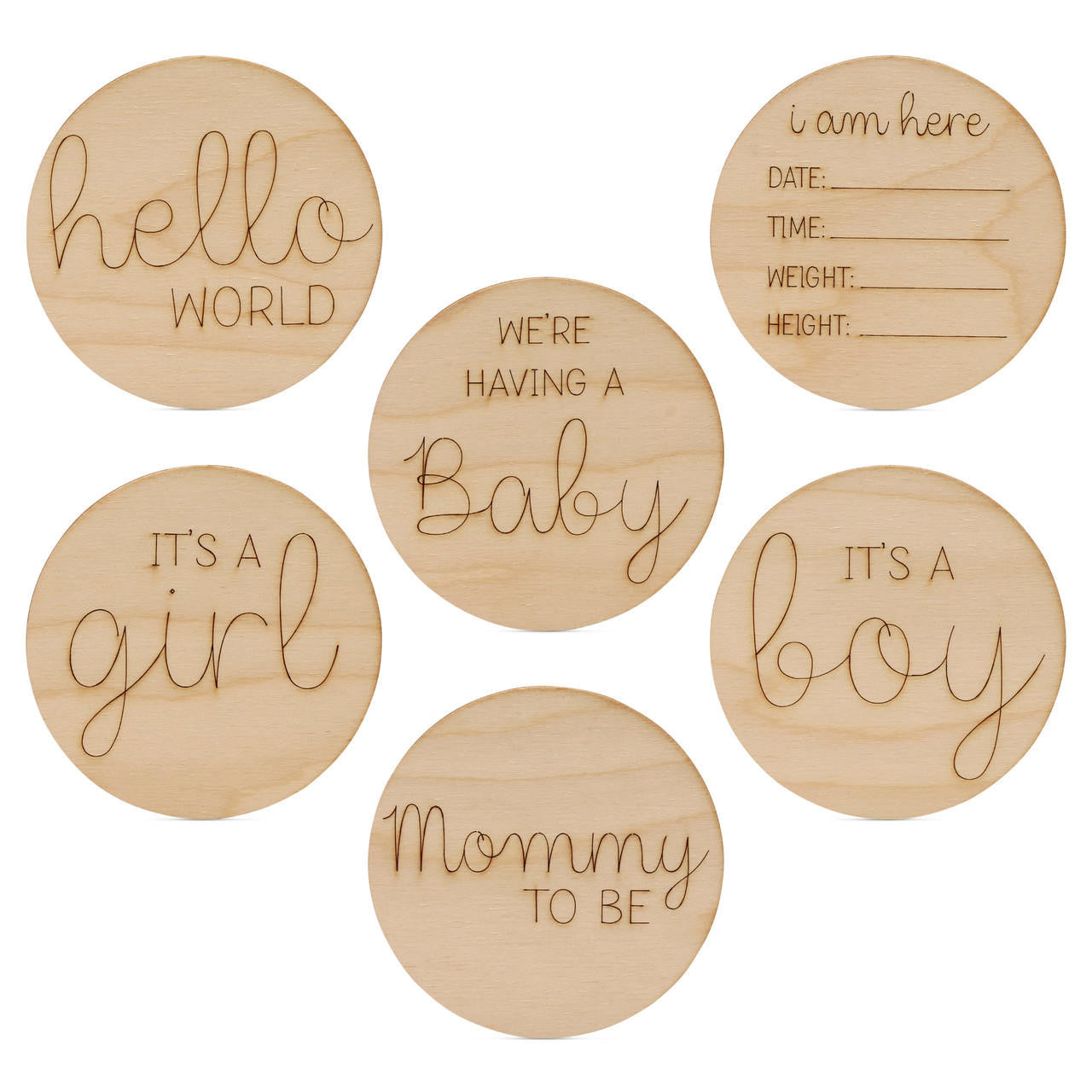 Gender Reveal & Baby Arrival Kit, Set of 6 Circle Cutouts