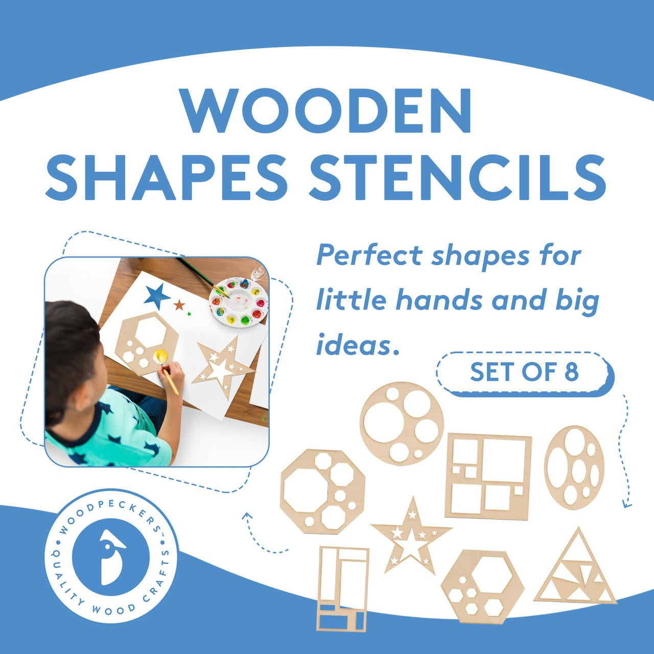 Woodpeckers Crafts Geometric Stencils, Set of 8
