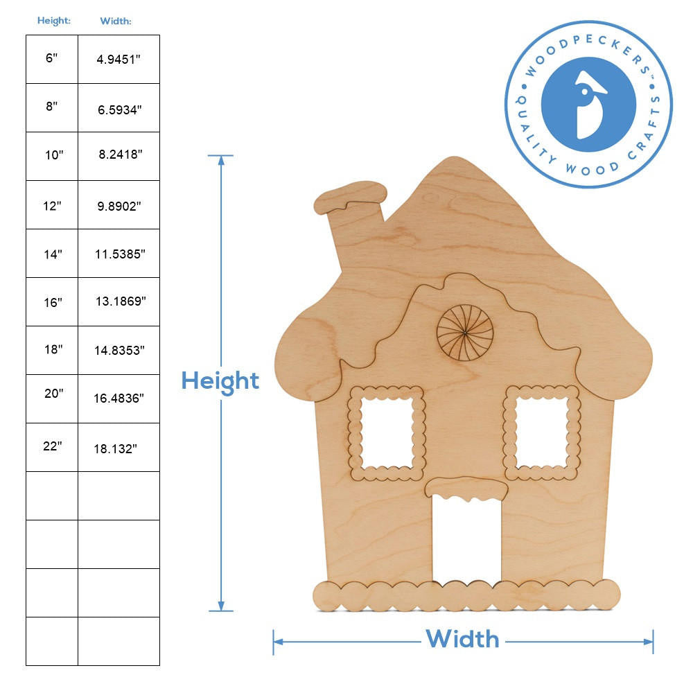 Woodpeckers Crafts Gingerbread House Cutout (Open Windows)