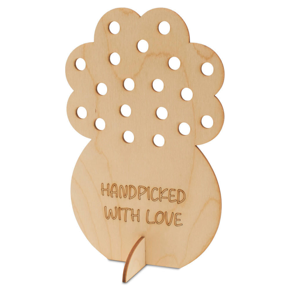 "Handpicked with Love" Standing Flower Pot with Holes for Flowers Cutout