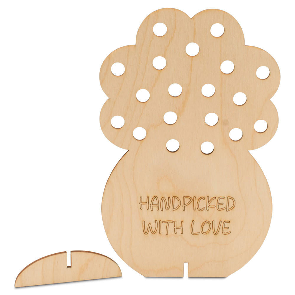 "Handpicked with Love" Standing Flower Pot with Holes for Flowers Cutout