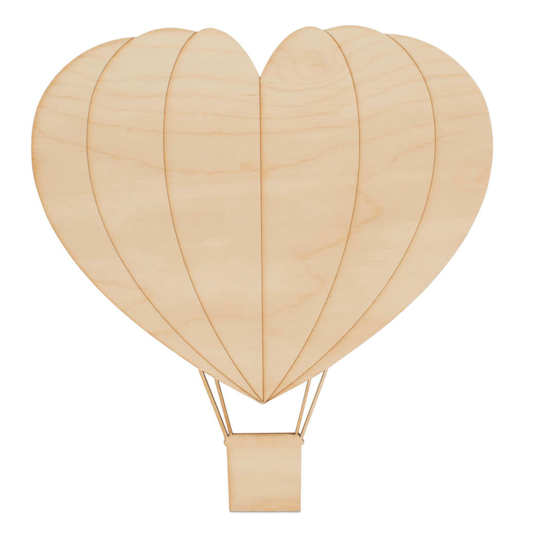 18" Heart-Shaped Hot Air Balloon Cutout with Detail