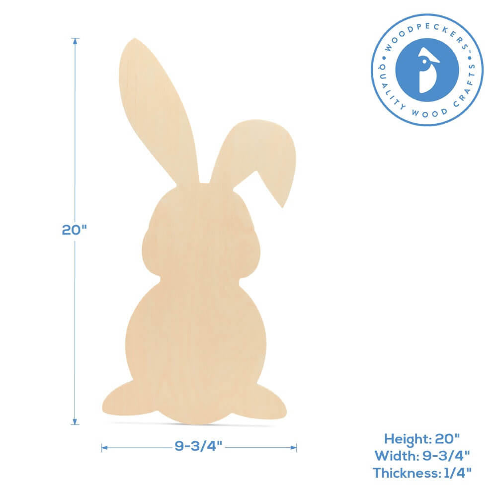 Woodpeckers Crafts Jumbo Wood Easter Bunny Cutout, 20"