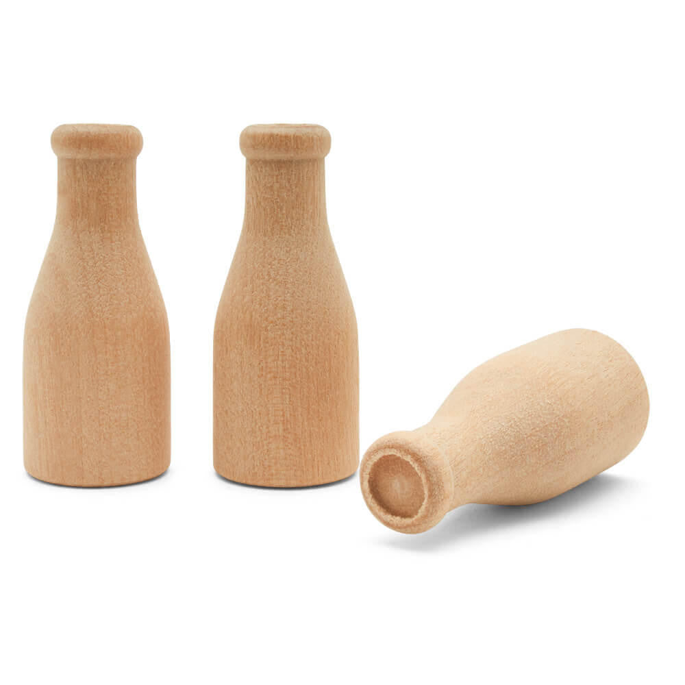 Woodpeckers Crafts Miniature Wood Milk Bottle, 2"