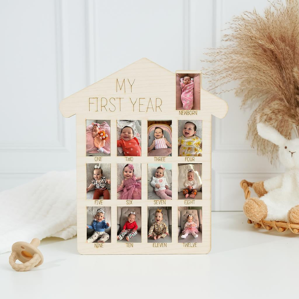 "My First Year" Baby Milestone Picture Frame, House Style