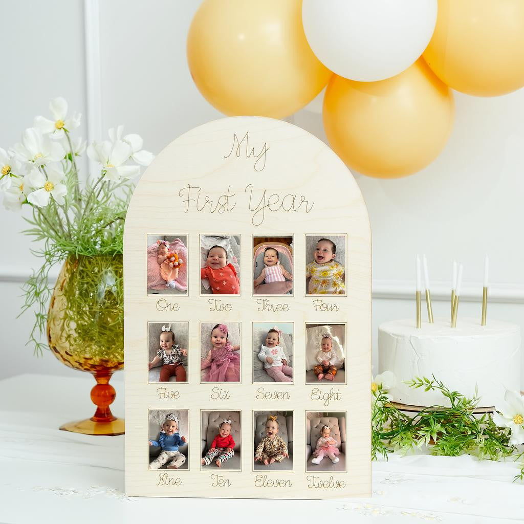"My First Year" Baby Milestone Picture Frame, Oval Style