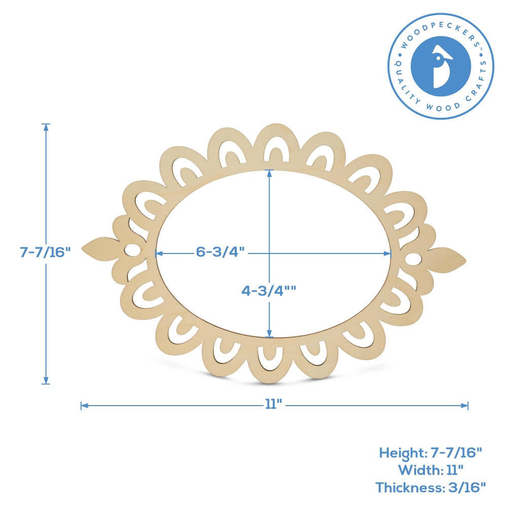 Woodpeckers Crafts Oval Decorative Frame , 7-1/2” X 11”, 3/16" Thick