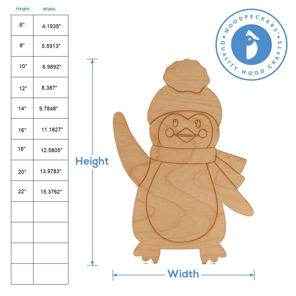 Woodpeckers Crafts Penguin Cutout with Winter Hat